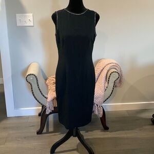 Liz Claiborne Black Midi Dress with Embellished Neckline